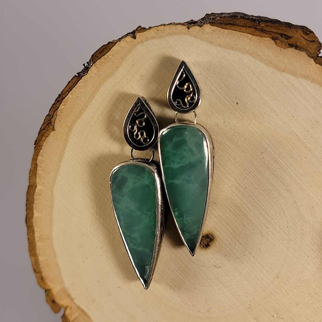 Popillia - chrysoprase statement earrings