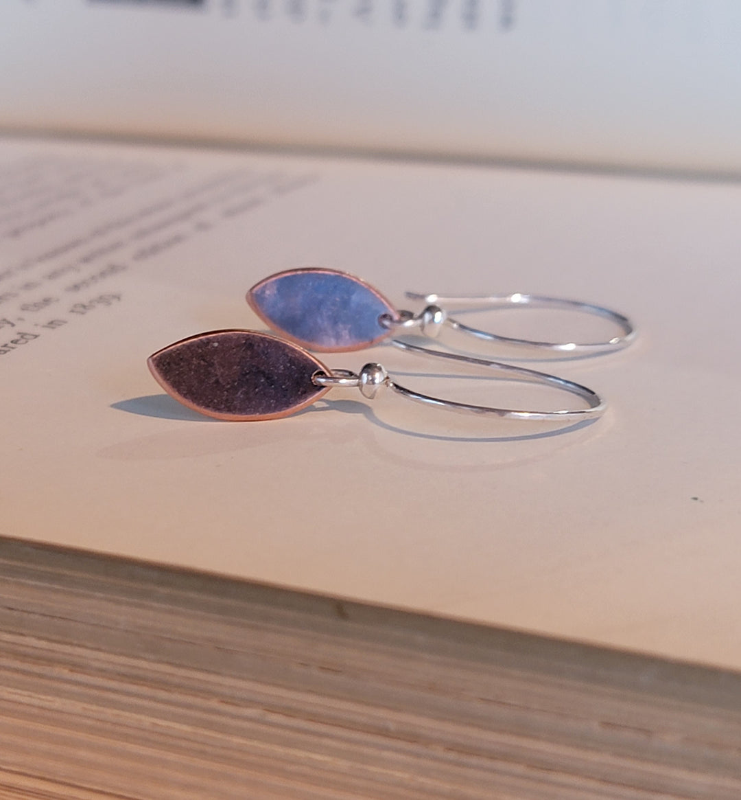 Marquise shaped copper dangle earrings