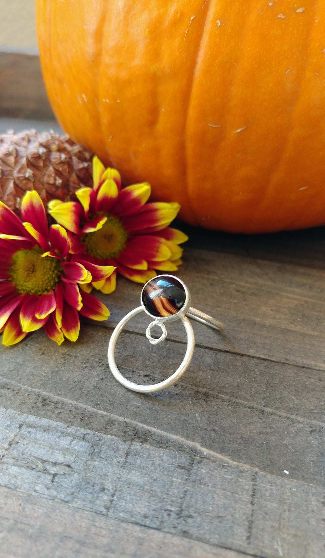 recycled sterling silver and agate ring